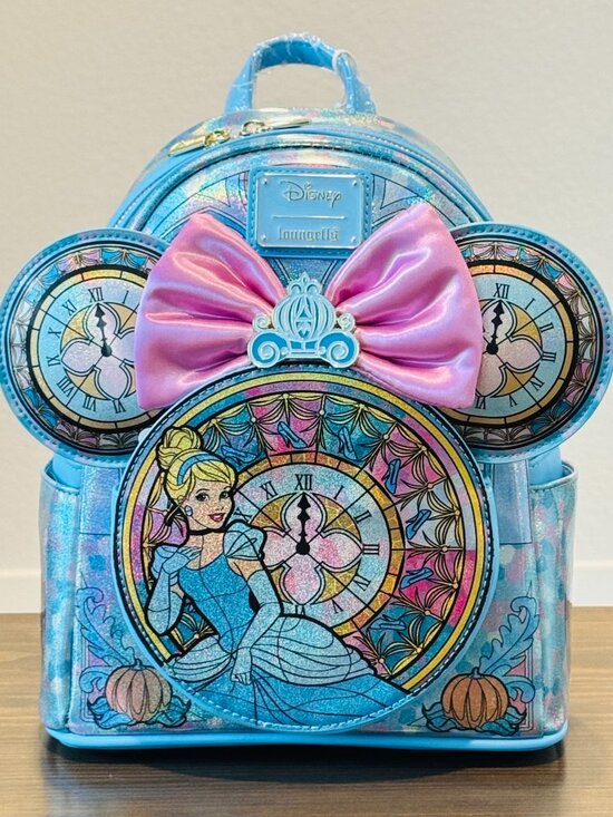 Loungefly Handbags - Loungefly Disney Princess Cinderella Stained Glass Mini Backpack & Ears Set NWT